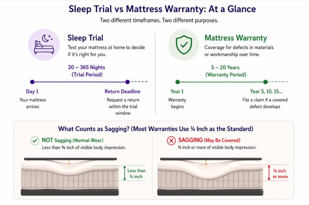 Sleep Trial vs Mattress Warranty - Sagging Requirements
